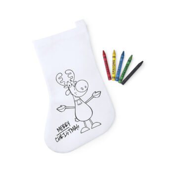Inkleurbare Kerstsok met waskrijtjes